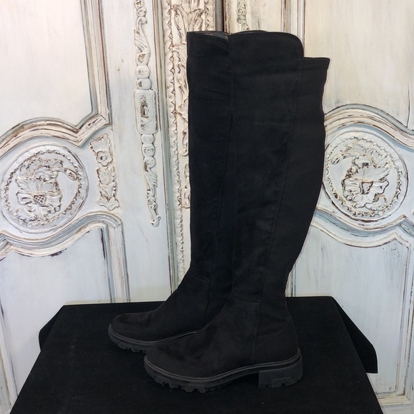 UNISA Faux Suede and Stretch Fabric Black Lug Sole Boots Size 7 - Picture 3 of 11